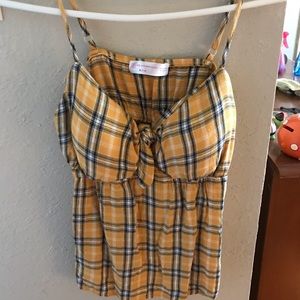 Plaid spaghetti strapped shirt